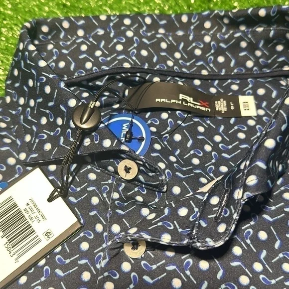 Ralph Lauren RLX - Navy Blue All Over Print Performance Polo - Large - Picture 3 of 8